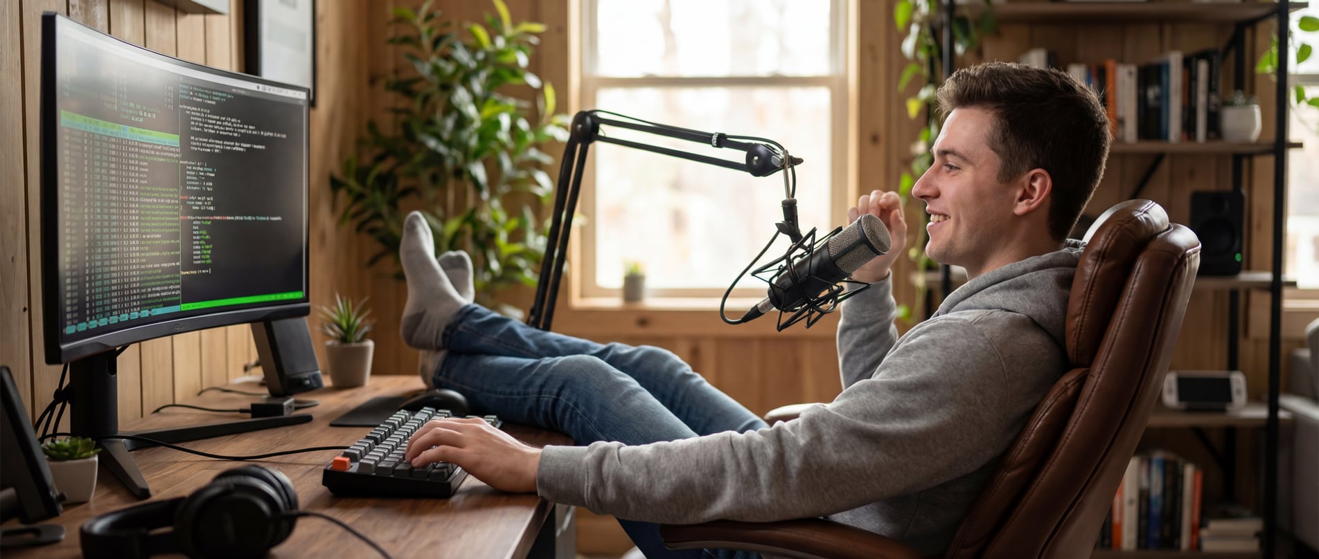 Developer using voice dictation with AI coding tools