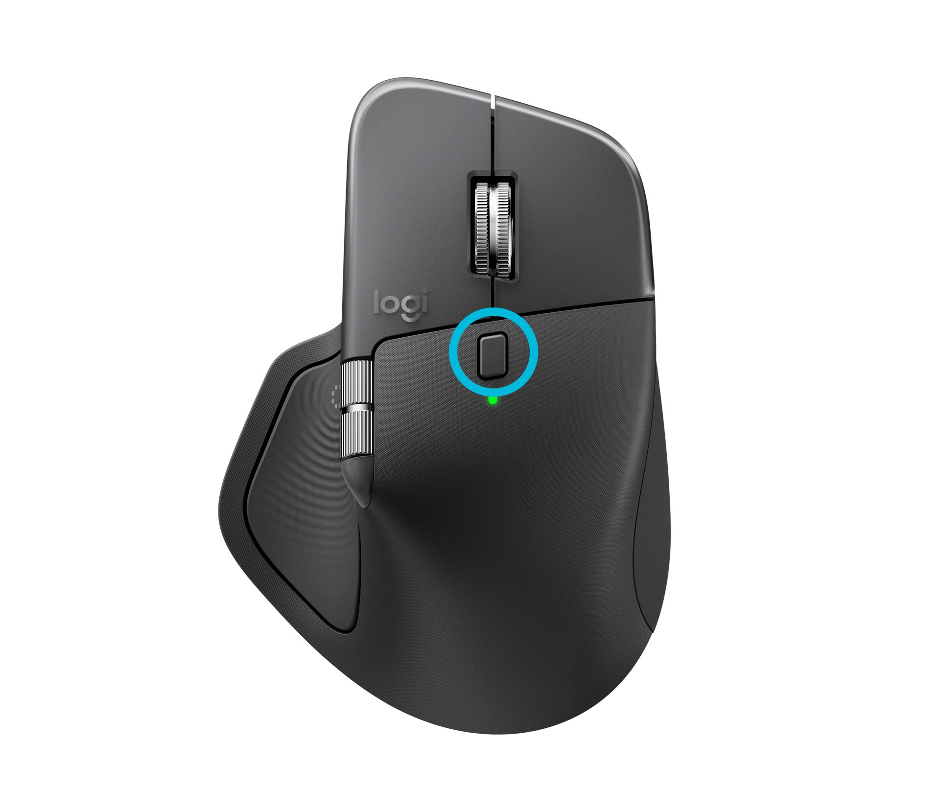 Souris Logitech MX Master 4 avec bouton DPI encerclé - ce bouton peut être assigné pour activer WhisperTyping